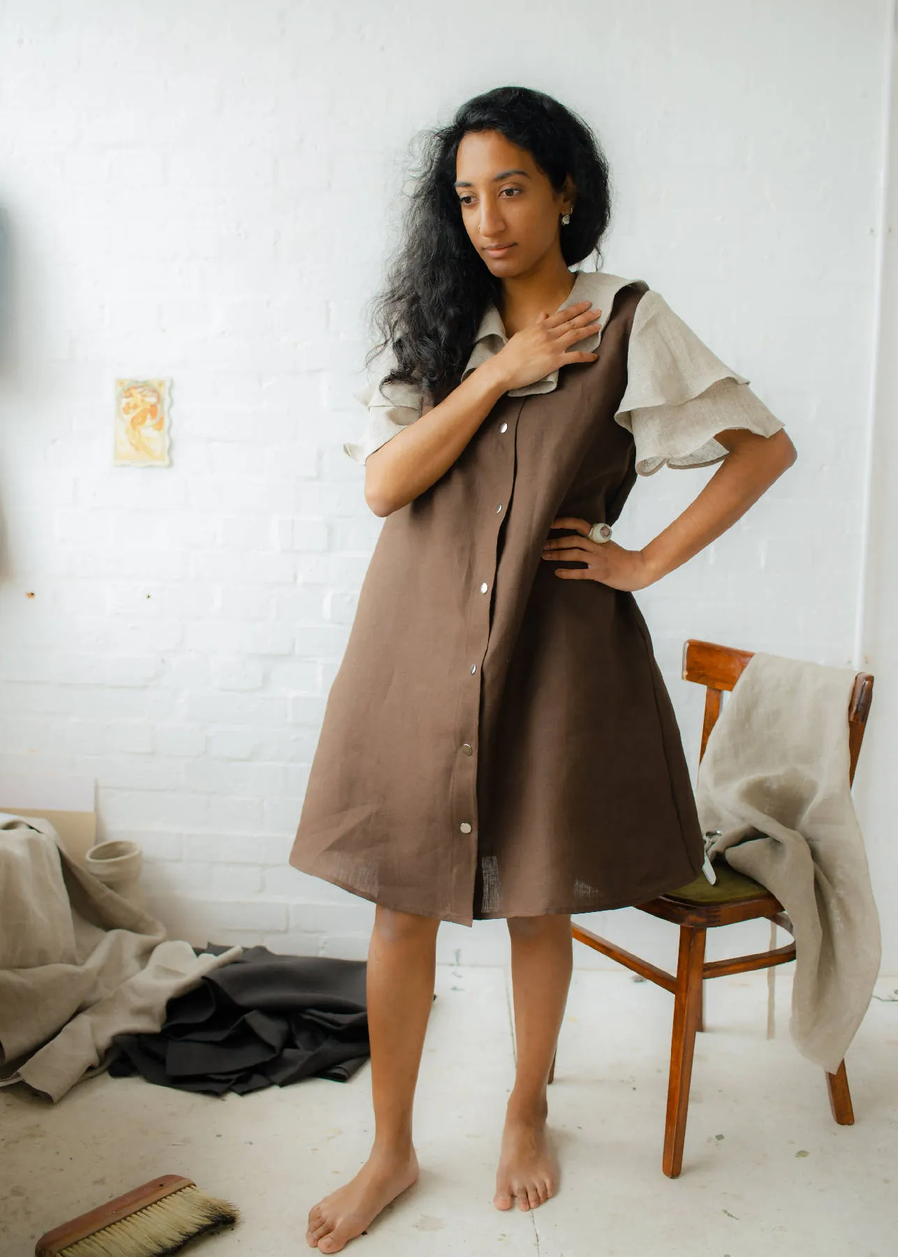 100 % Linen Flower Dress