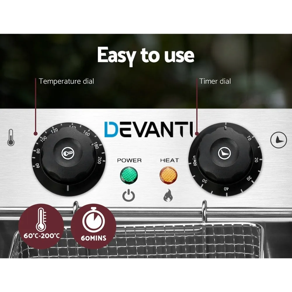 10L Stainless Steel Electric Deep Fryer 2200W - Devanti
