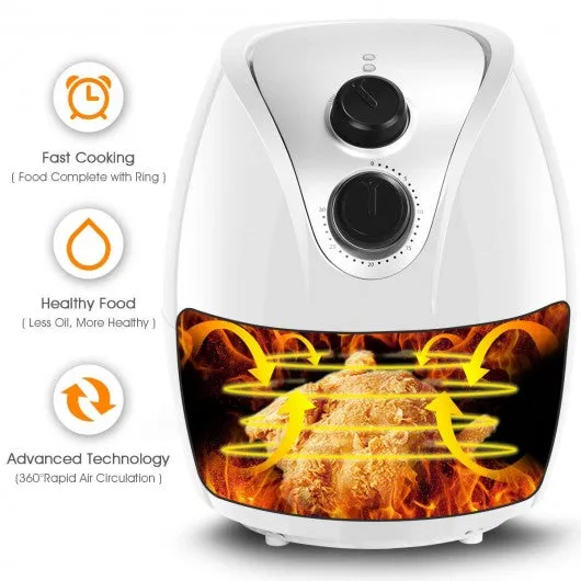 1500W Electric Air Fryer Cooker with Rapid Air Circulation System Low-Fat-White