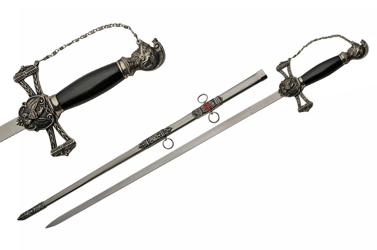 37" Medieval Saint Johns Templar Knights Sword W/ Scabbard For Sale