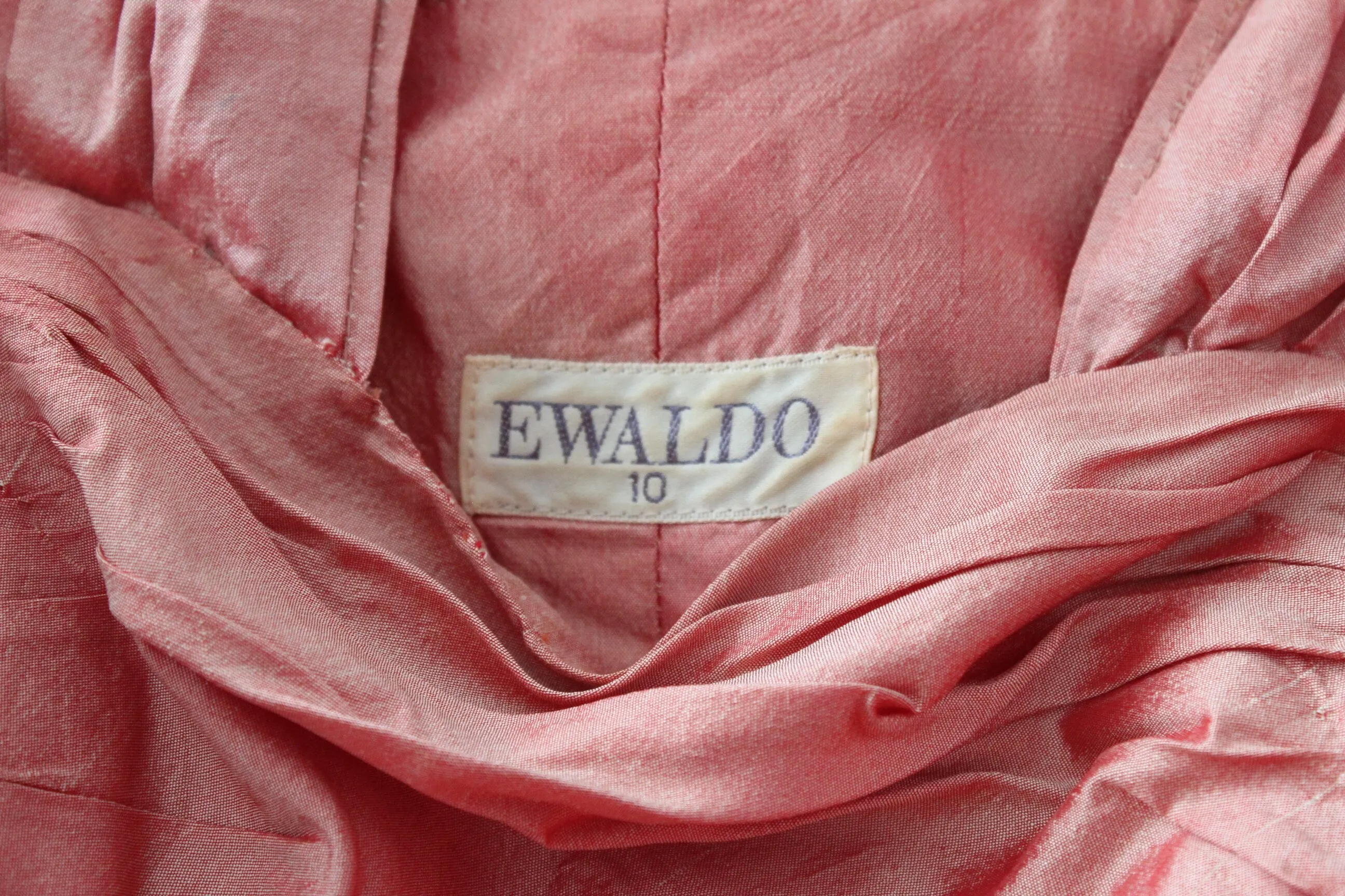 80s Shimmering Raw Silk Gathered Textural Dropwaist Cocktail Dress