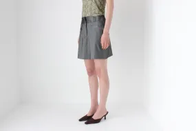 90s Metallic Pewter Futuristic A-Line Mini Skirt