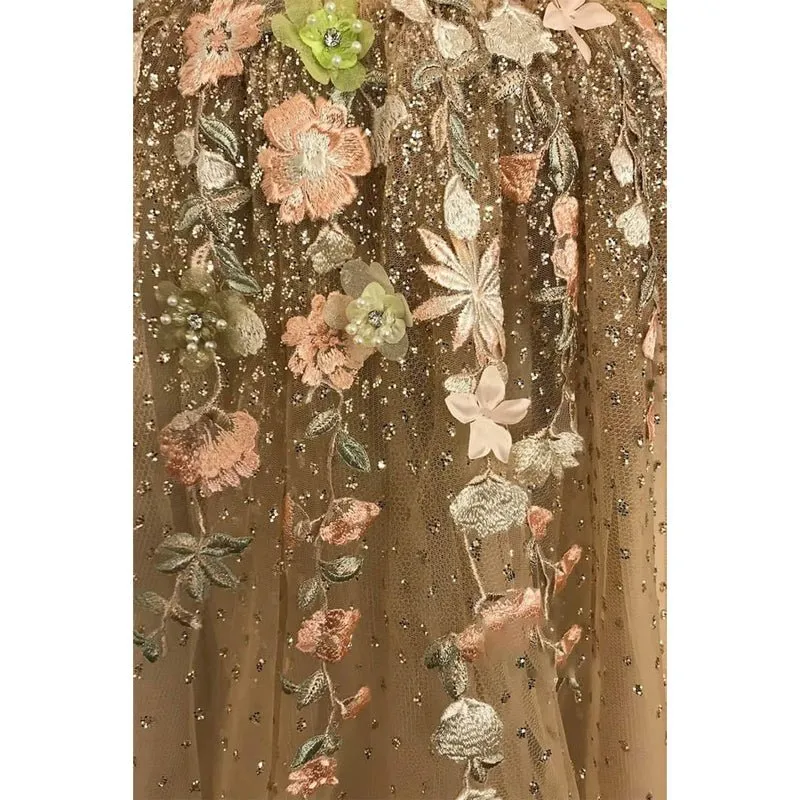 A-line Sweetheart Sparkle Tulle Appliques Long Prom Dress Formal Evening Gowns