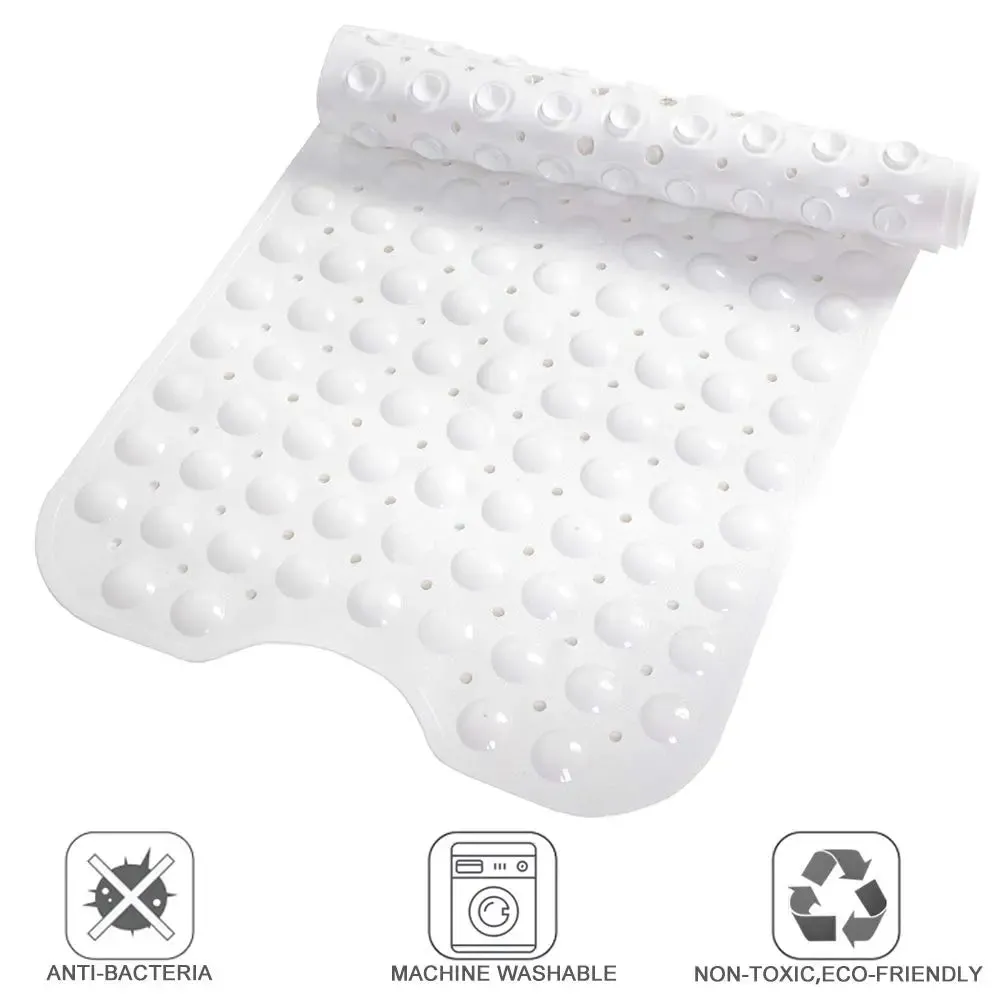 Anti Slip Bath Mat with suction cup white color (100 x 40 cm) Soft-Pebble