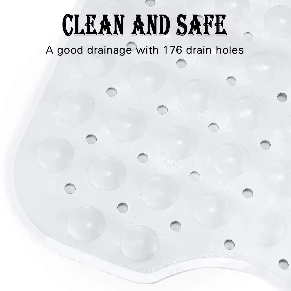 Anti Slip Bath Mat with suction cup white color (100 x 40 cm) Soft-Pebble