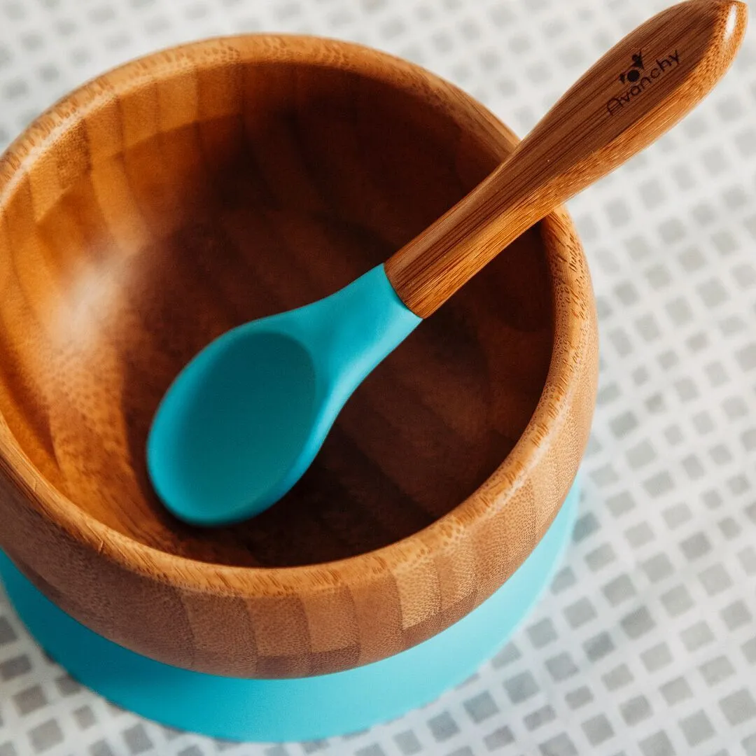 Avanchy - Baby Bamboo Stay Put Suction BOWL   Spoon BL