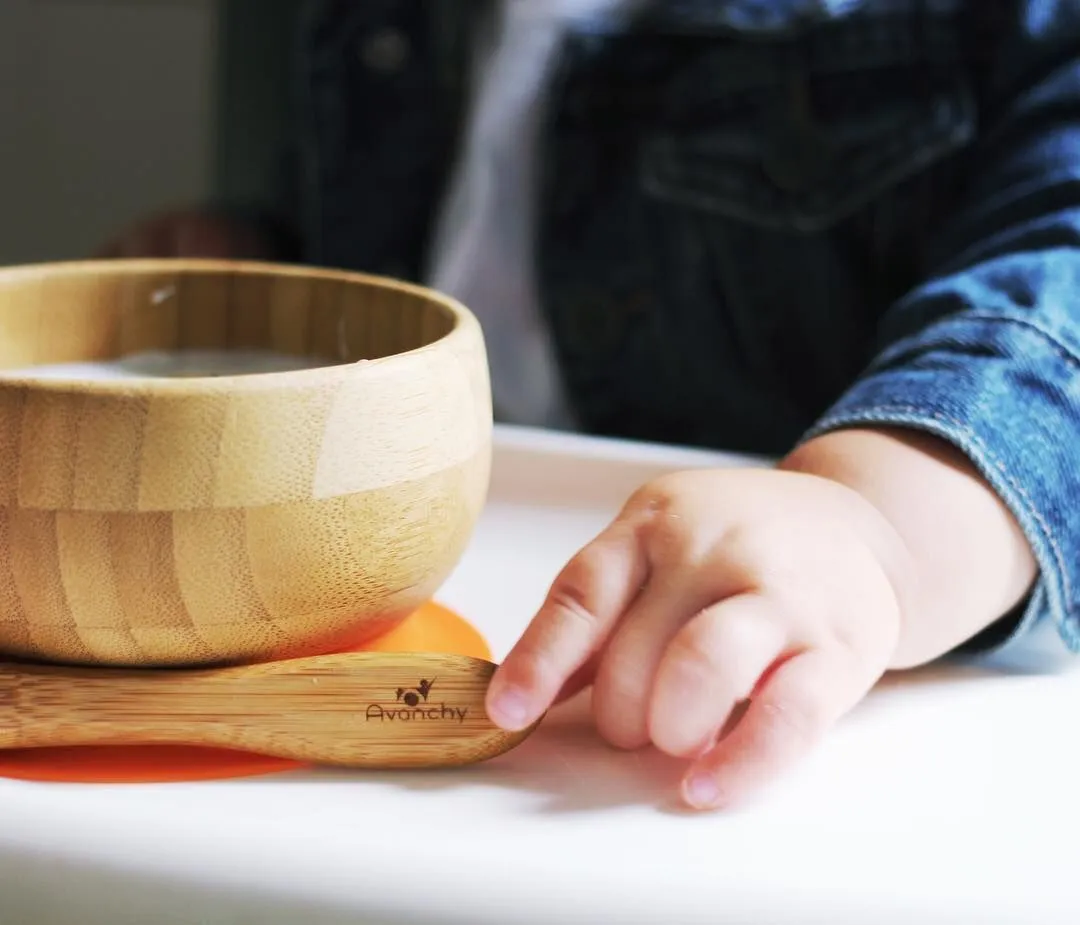 Avanchy - Baby Bamboo Stay Put Suction BOWL   Spoon OG