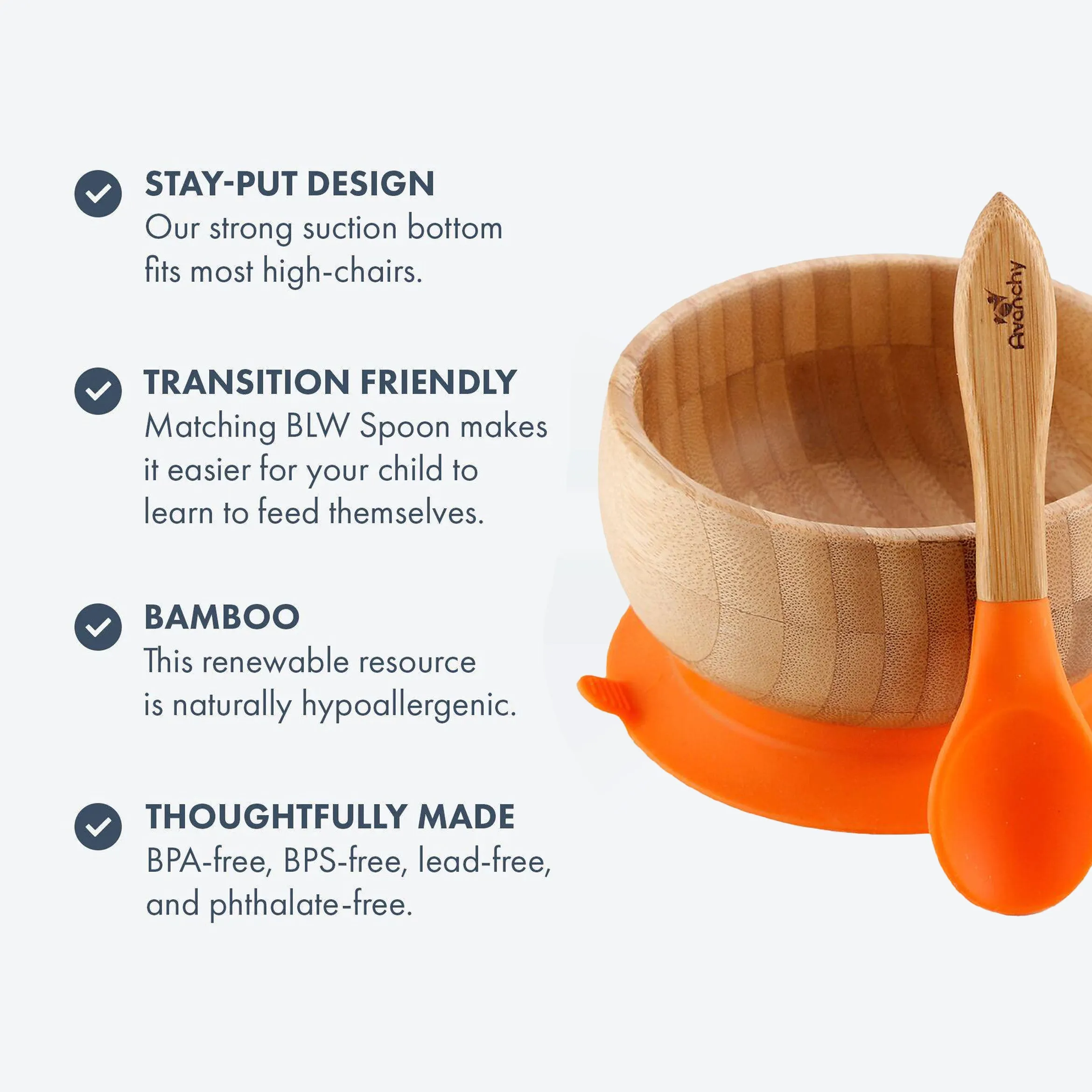 Avanchy - Baby Bamboo Stay Put Suction BOWL   Spoon OG
