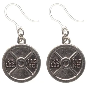 Barbell Weight Dangles Hypoallergenic Earrings for Sensitive Ears Made with Plastic Posts