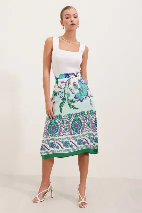 BGD Women Patterned Midi Skirt - Green - Avondale