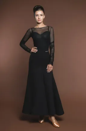 Black Ballroom Smooth Skirt B02