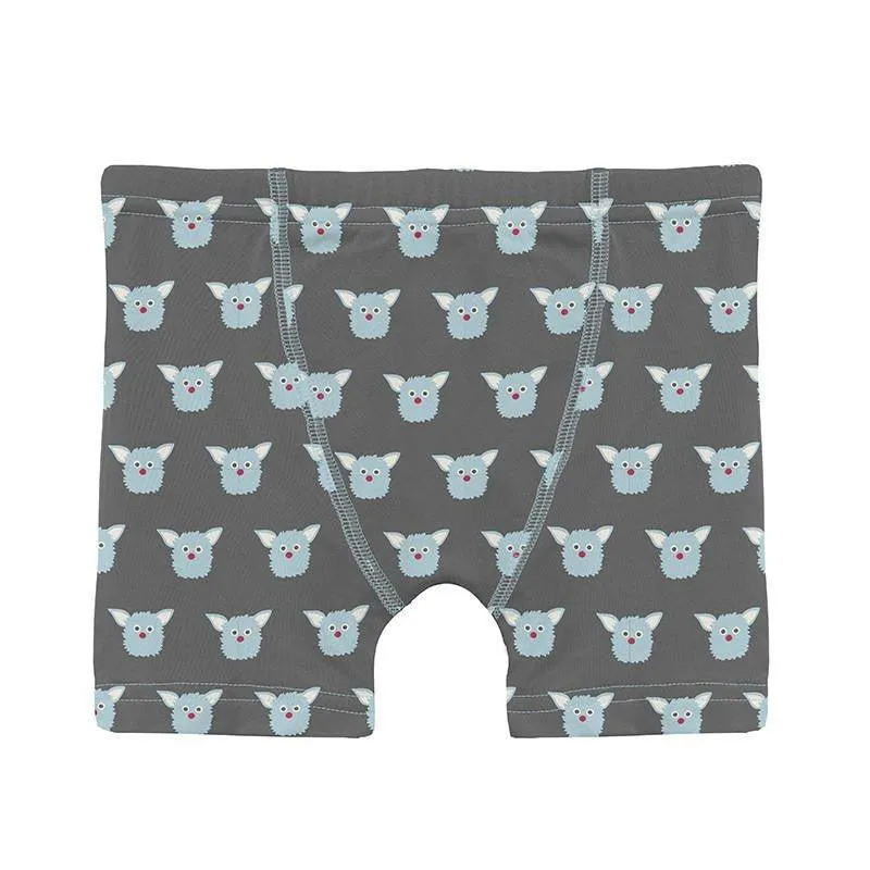 Boy's Print Bamboo Boxer Brief - Pewter Furry Friends