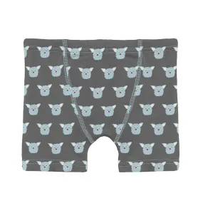 Boy's Print Bamboo Boxer Brief - Pewter Furry Friends
