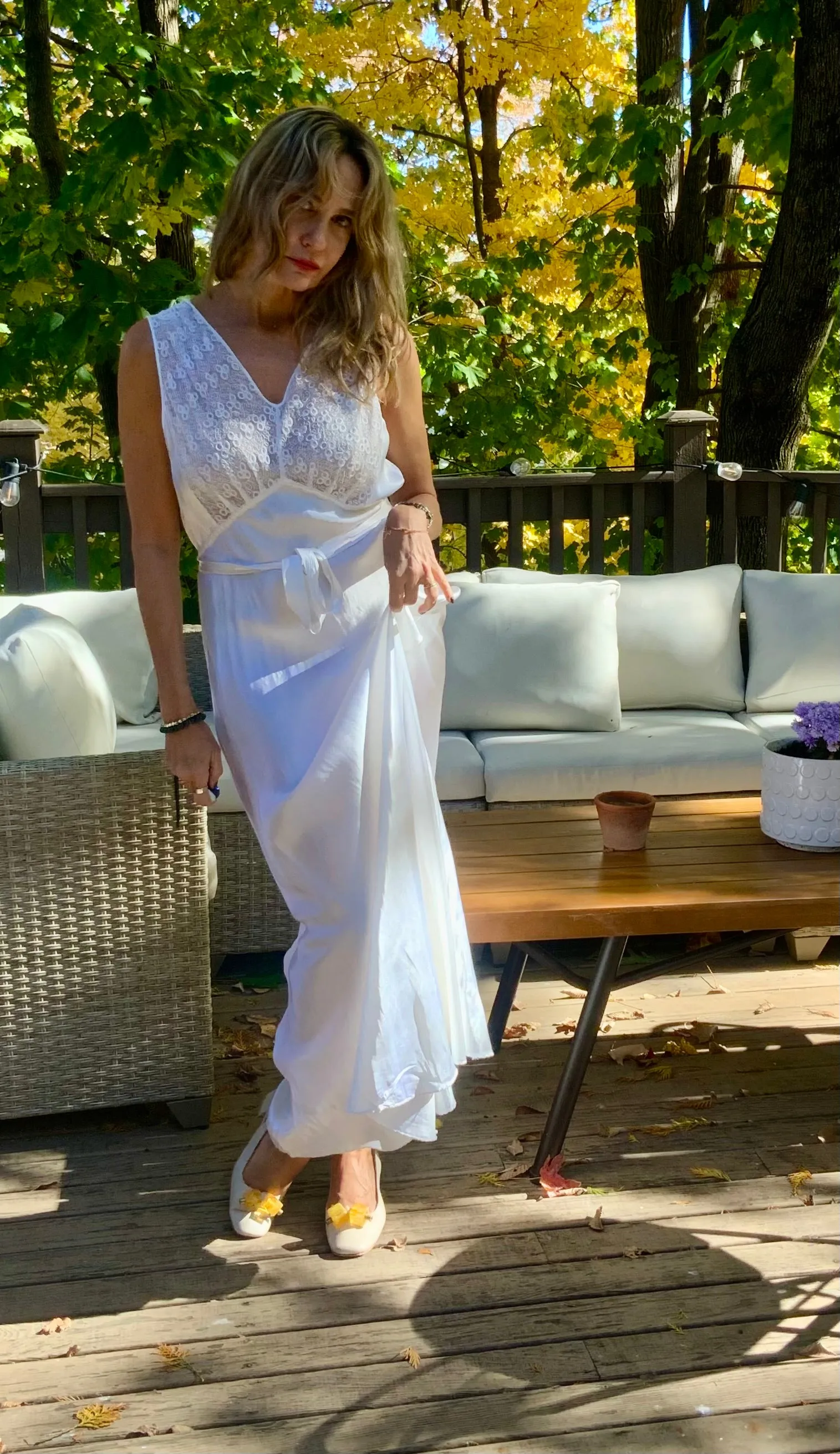 Bridal Nightgown White Satin - 40s