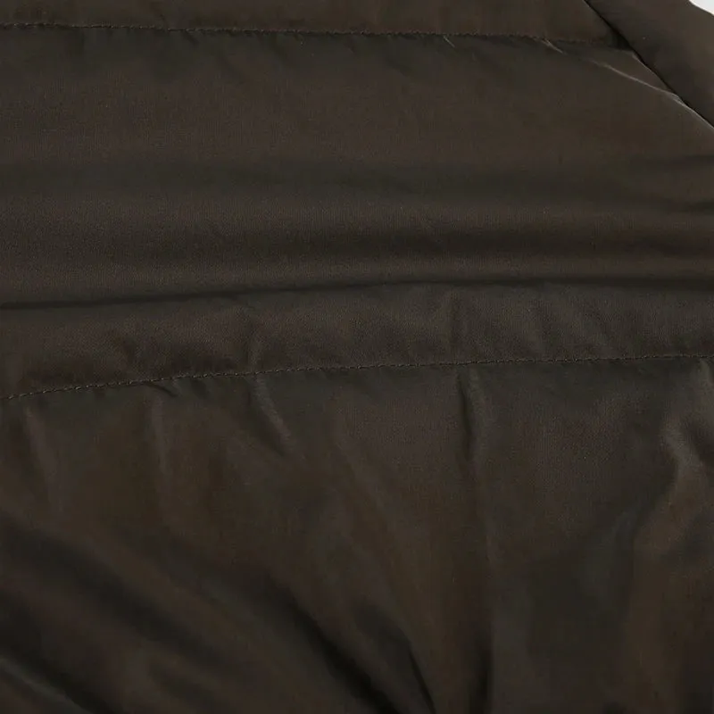Brown Puffer Fur Hooded And Palm Palm Front Zip-Up Crop Jacket