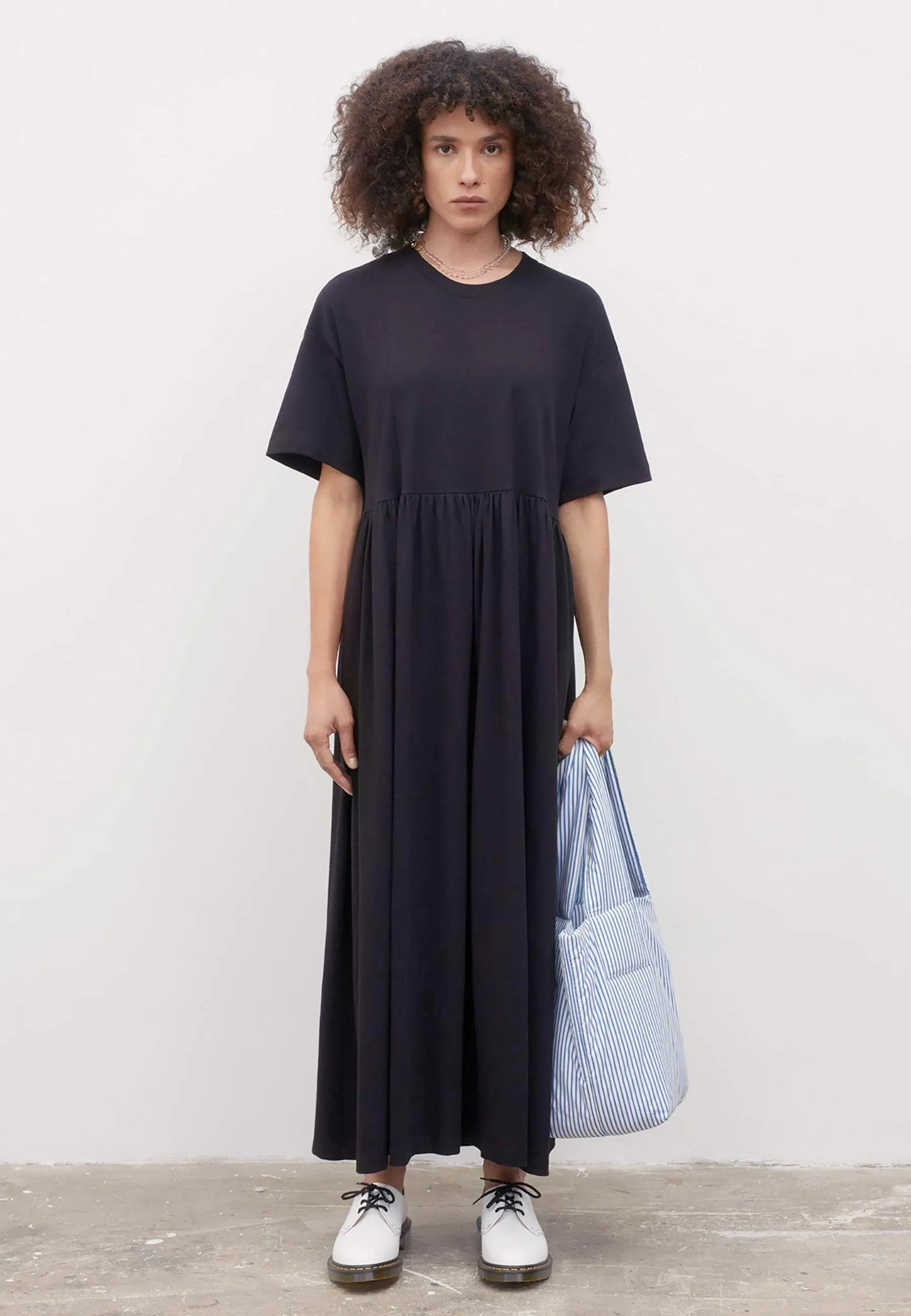 Building Block Rib Panel Dress - black