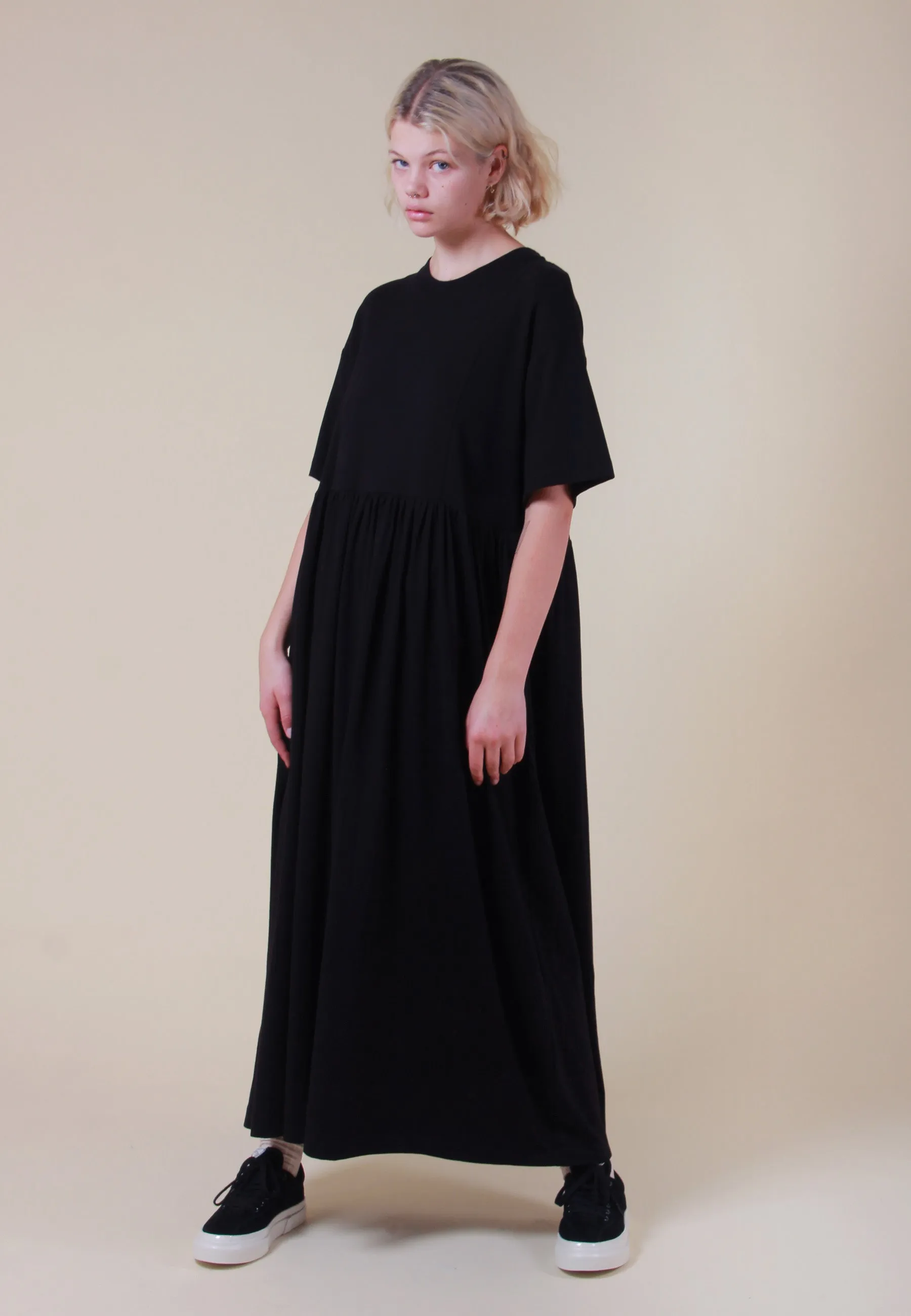 Building Block Rib Panel Dress - black