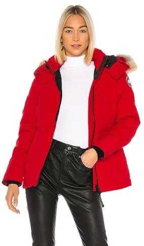 Canada Goose Chelsea Parka with Removable Fur Ruff in Red