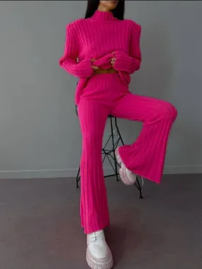 Casual Pullover Sweater & Woolen Pants Two-Piece Set