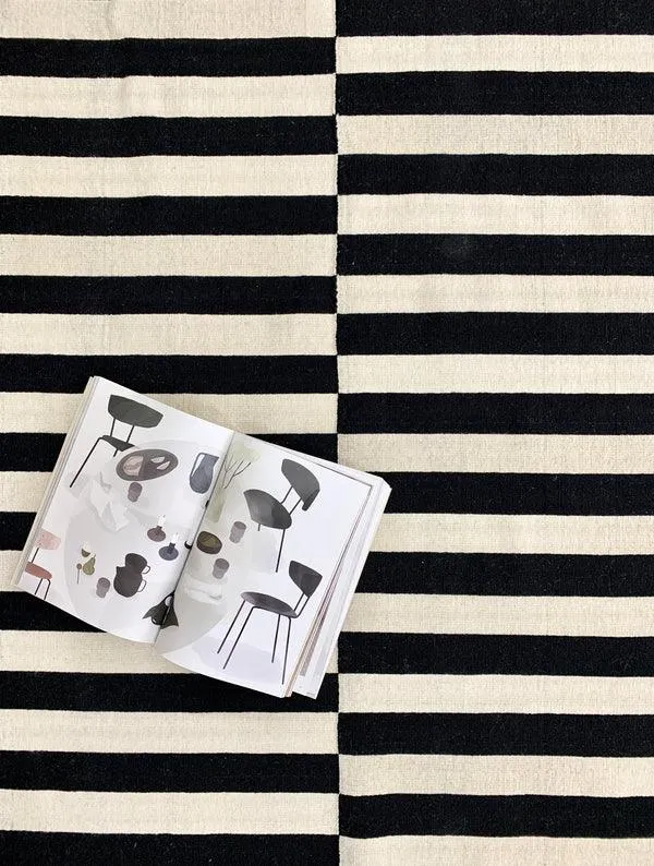 Classic Blocks Wool Reversible Rug Runner for Bedroom/Home with Anti Slip Backing