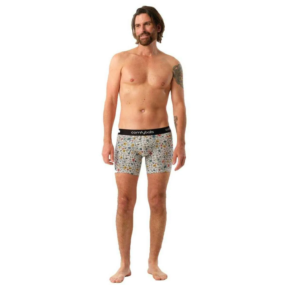 Comfyballs Cotton Long Boxer - Smiley White