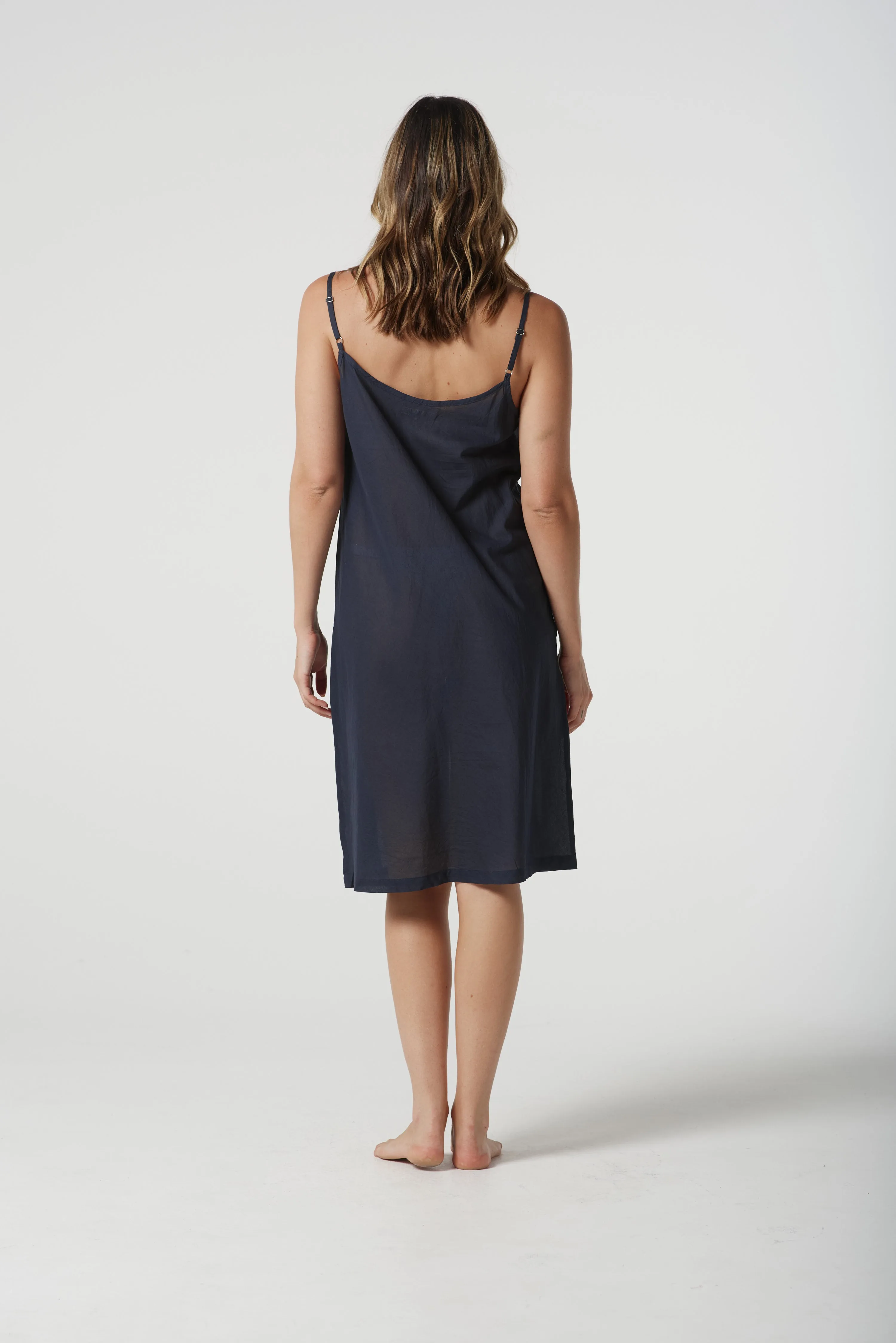 Cotton Slip Dress Navy