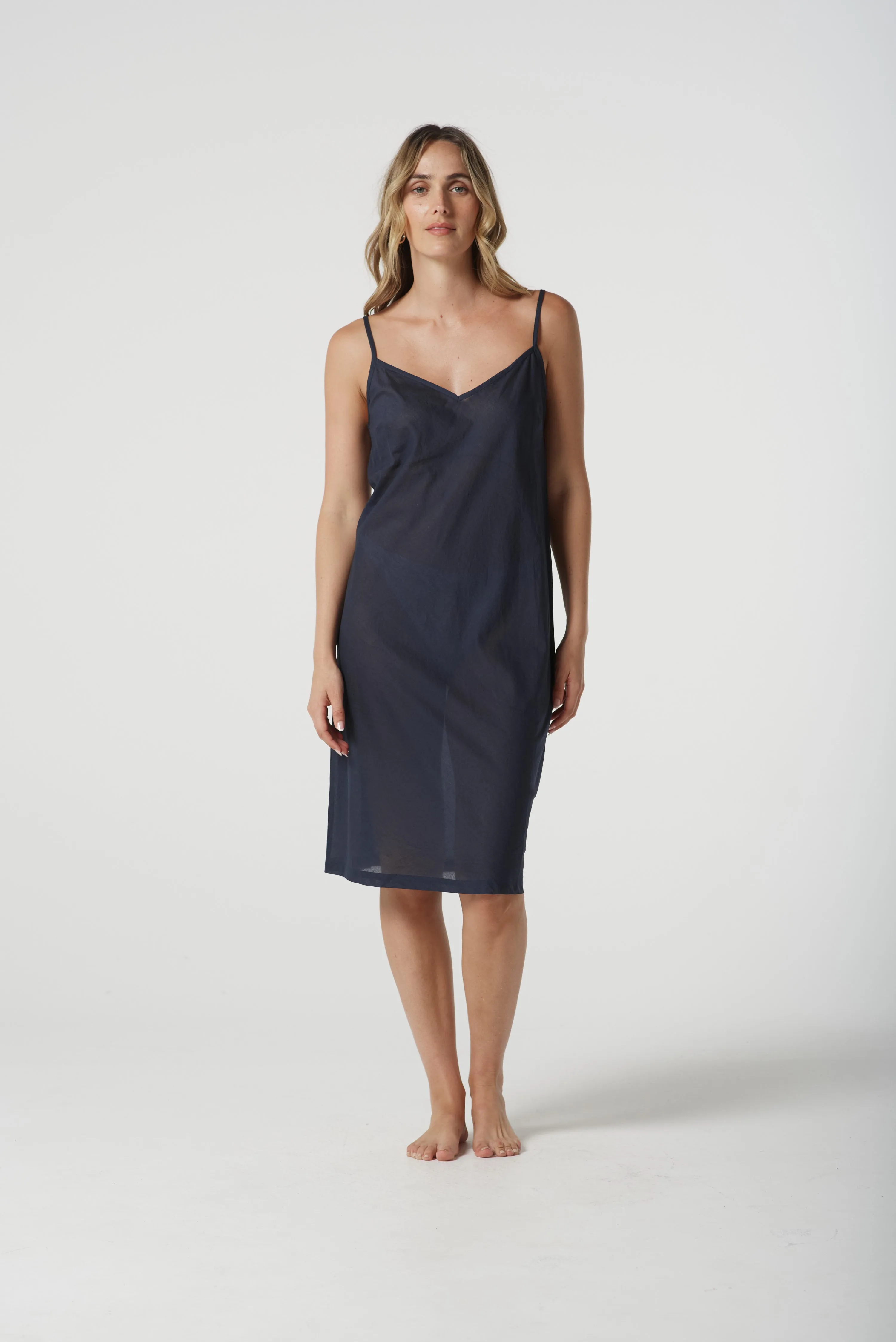 Cotton Slip Dress Navy