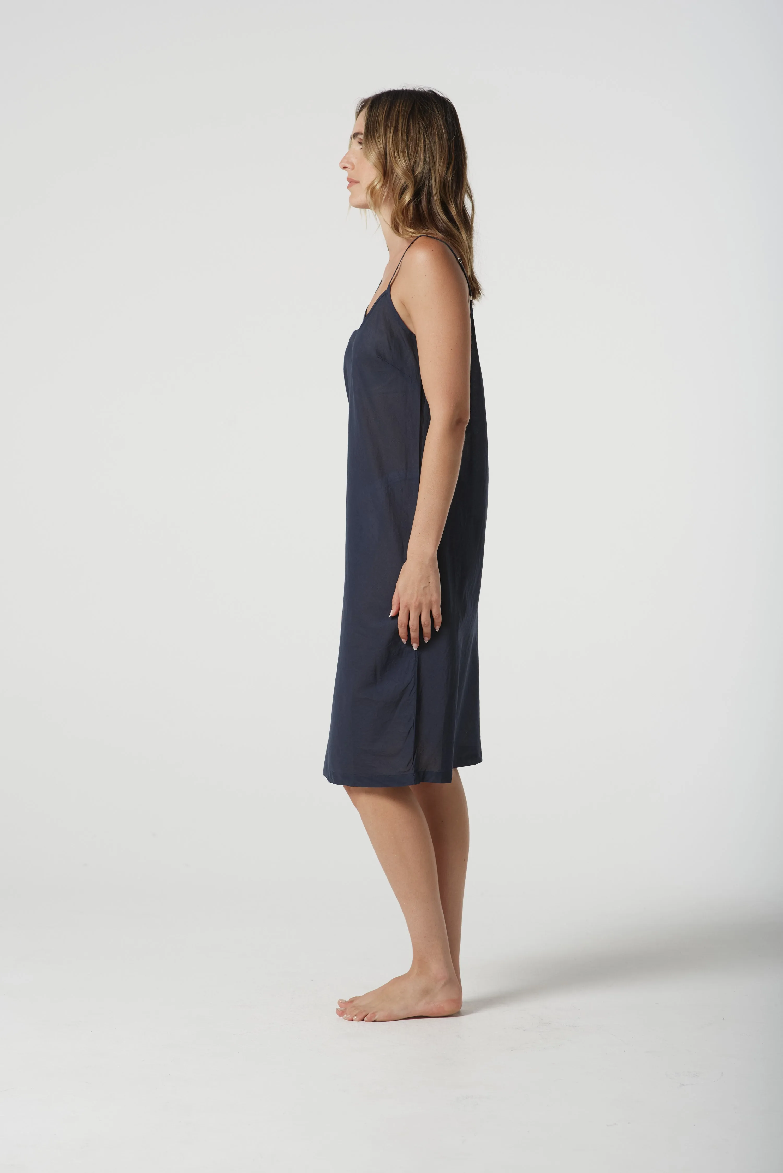 Cotton Slip Dress Navy