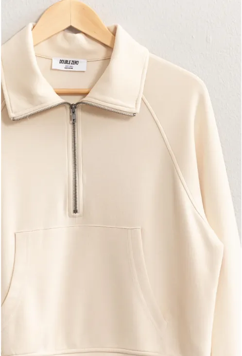 Cream Half Zip Pullover