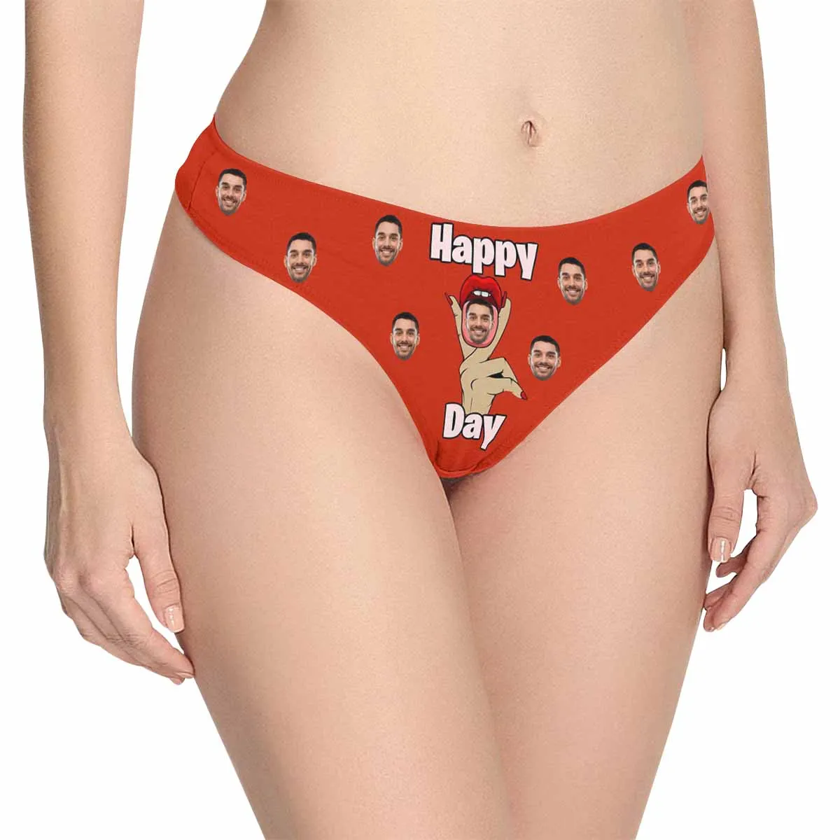 Custom Face Underwear for Womens Personalized Happy Day Lingerie Women's Classic Thongs Gift for Girlfriend or Wife