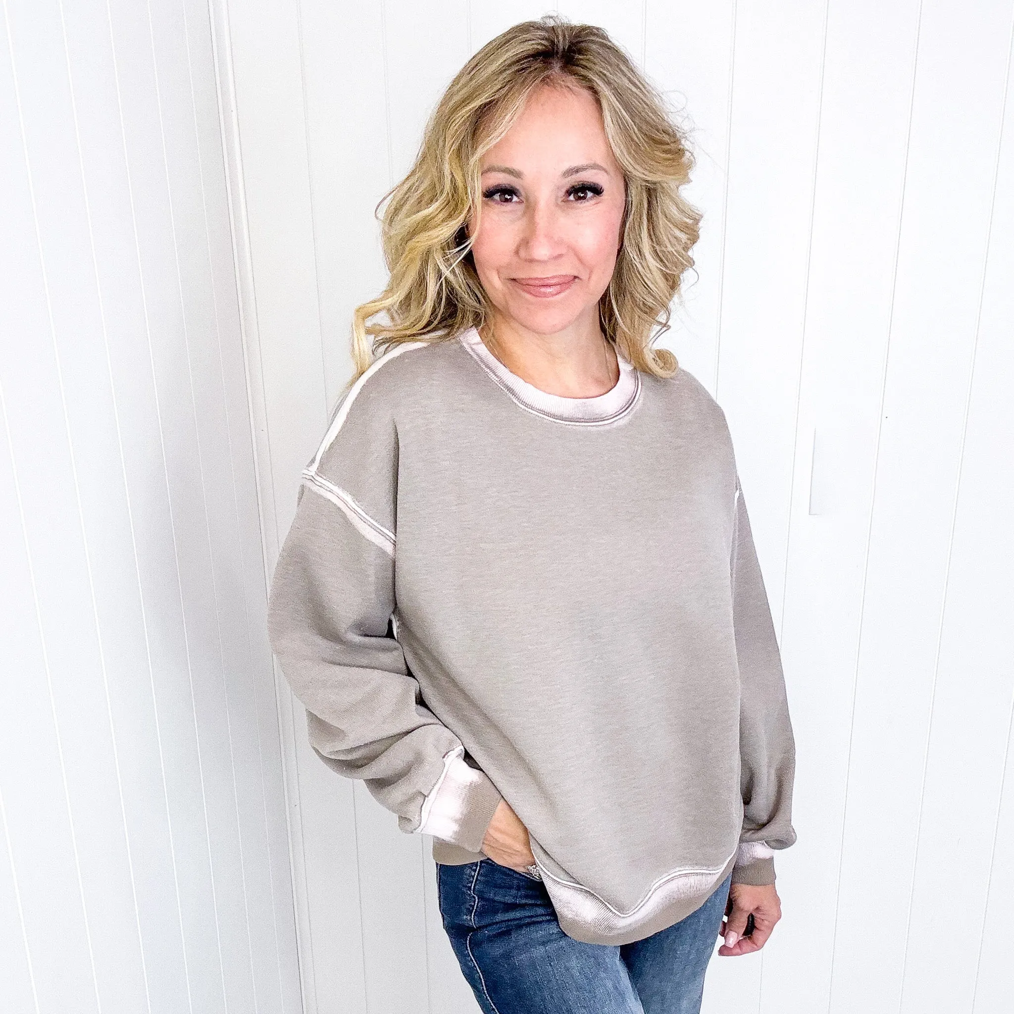 Easel Dreamy Fade Ombre Oil Washed Pullover in 3 Colors