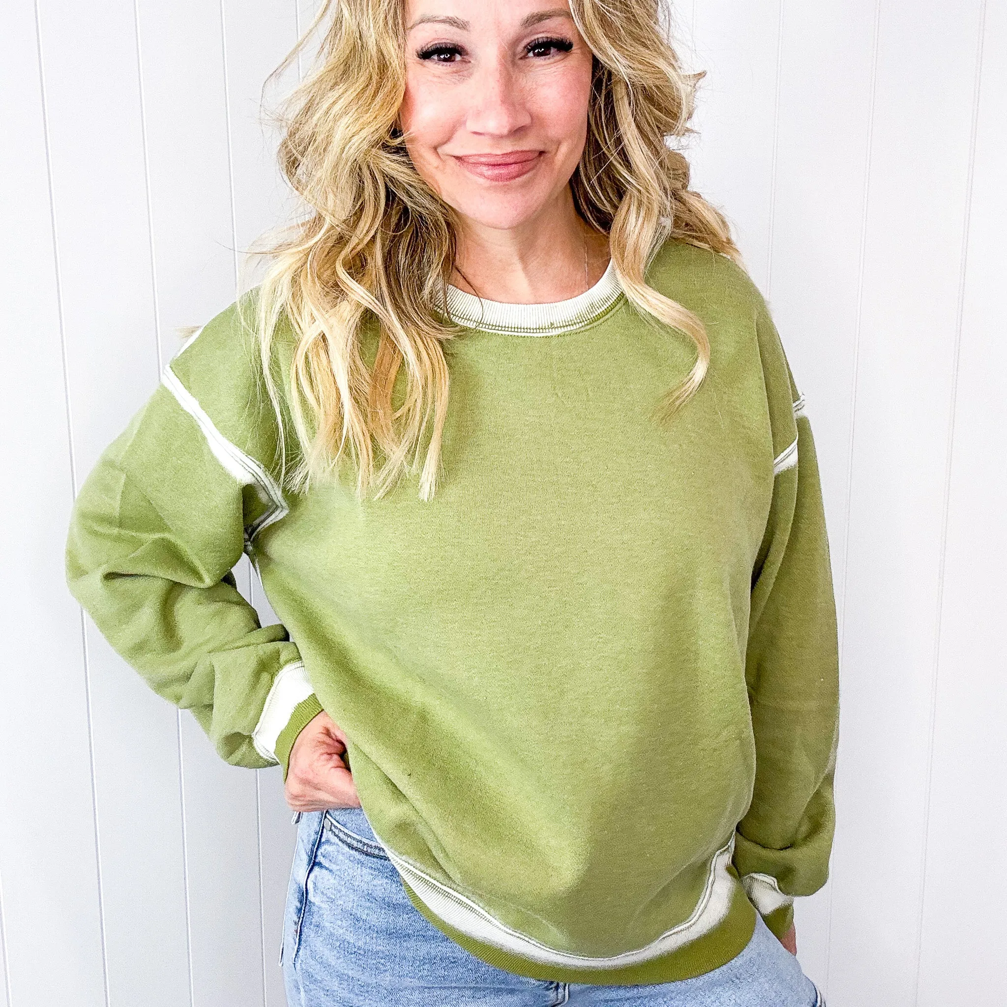 Easel Dreamy Fade Ombre Oil Washed Pullover in 3 Colors