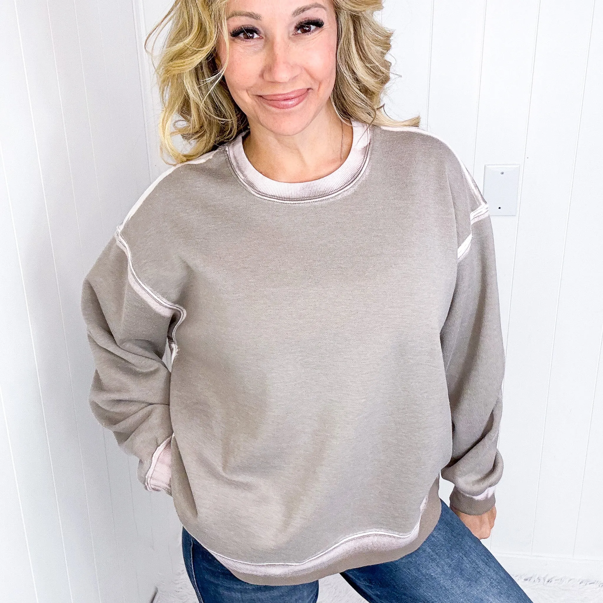 Easel Dreamy Fade Ombre Oil Washed Pullover in 3 Colors