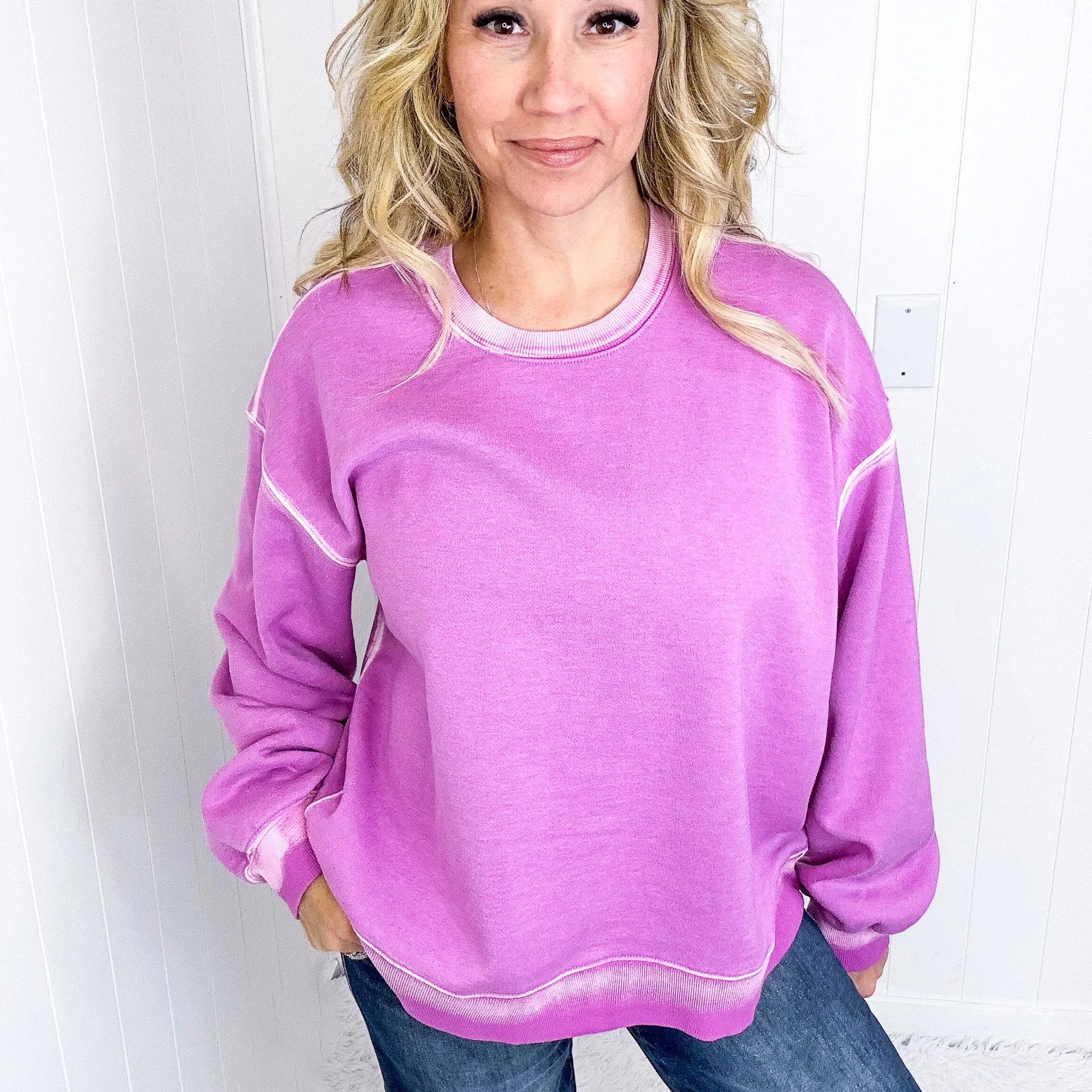 Easel Dreamy Fade Ombre Oil Washed Pullover in 3 Colors