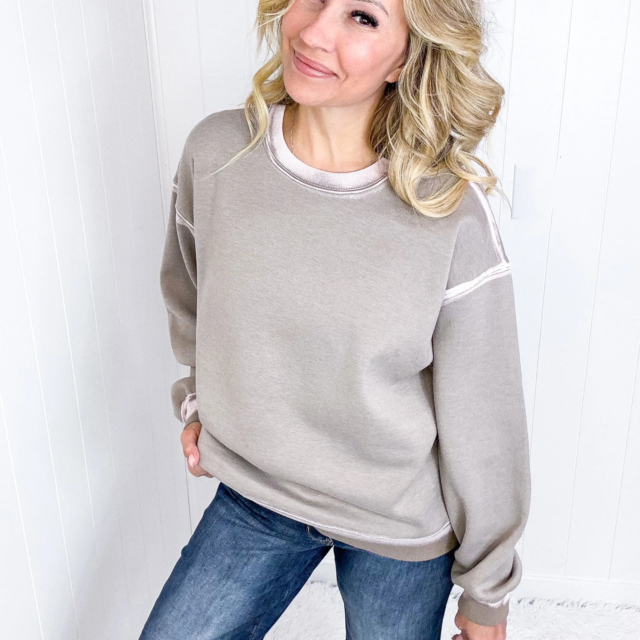 Easel Dreamy Fade Ombre Oil Washed Pullover in 3 Colors