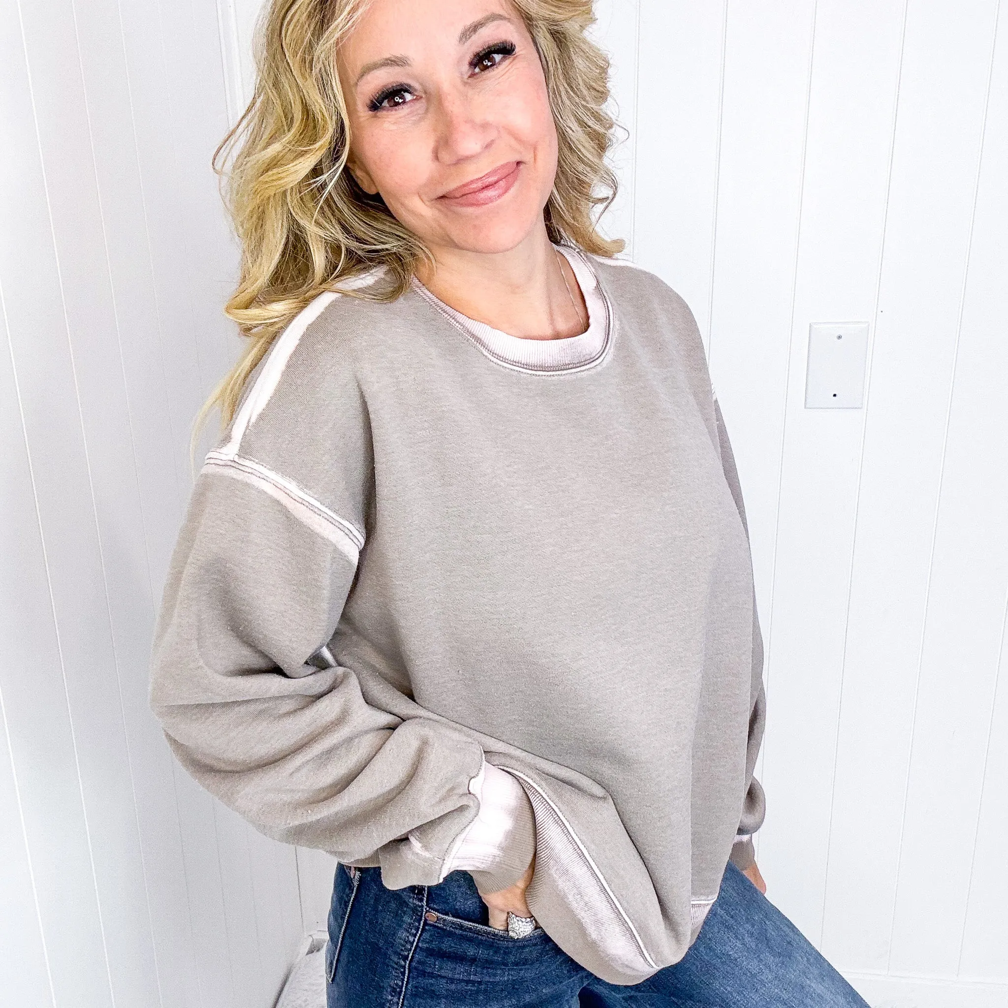 Easel Dreamy Fade Ombre Oil Washed Pullover in 3 Colors