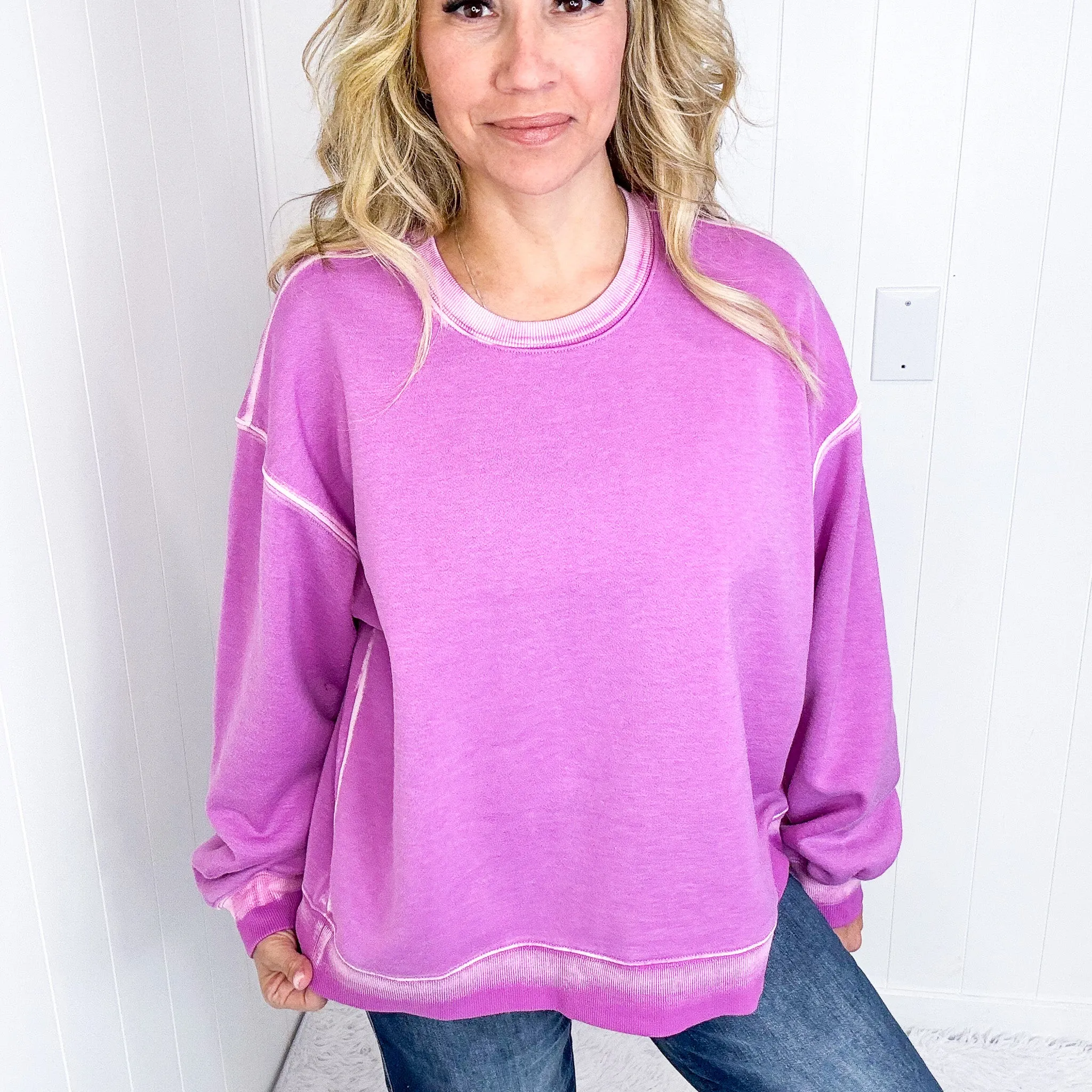 Easel Dreamy Fade Ombre Oil Washed Pullover in 3 Colors
