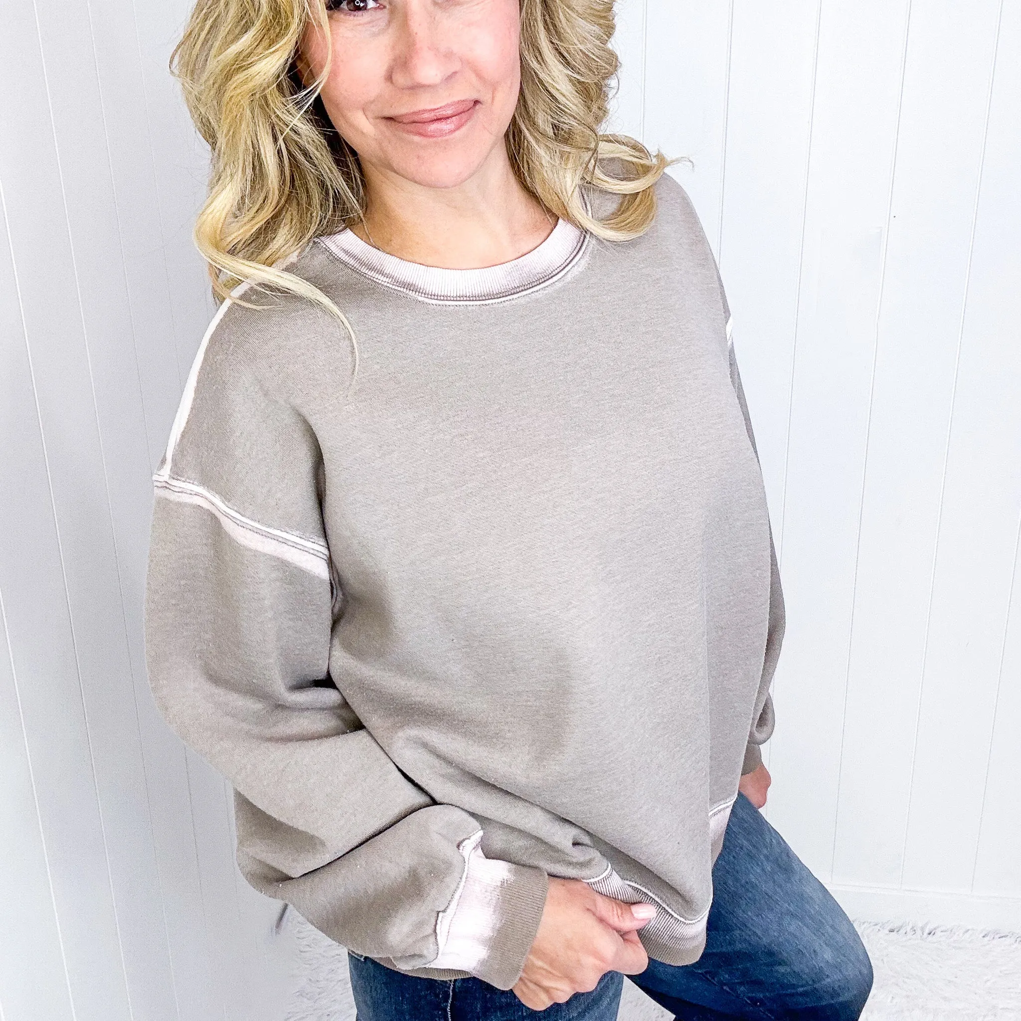 Easel Dreamy Fade Ombre Oil Washed Pullover in 3 Colors