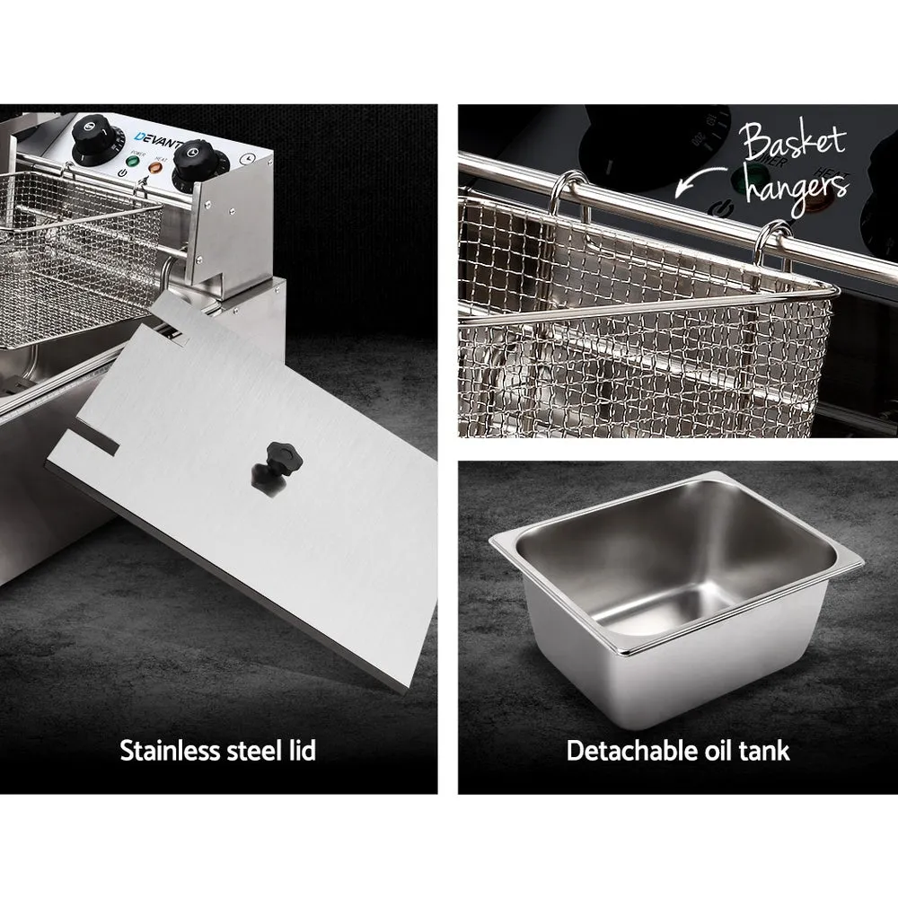 Electric Commercial Deep Fryer Twin Frying Basket Chip Cooker Kitchen