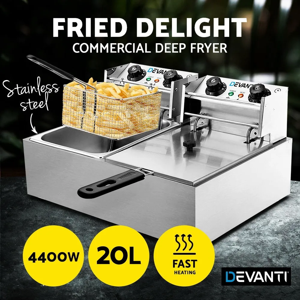 Electric Commercial Deep Fryer Twin Frying Basket Chip Cooker Kitchen