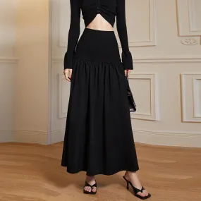 Elegant Solid Minimalist Skirt For Women High Waist A Line Midi Skirts Female Summer Fashion Clothes Style