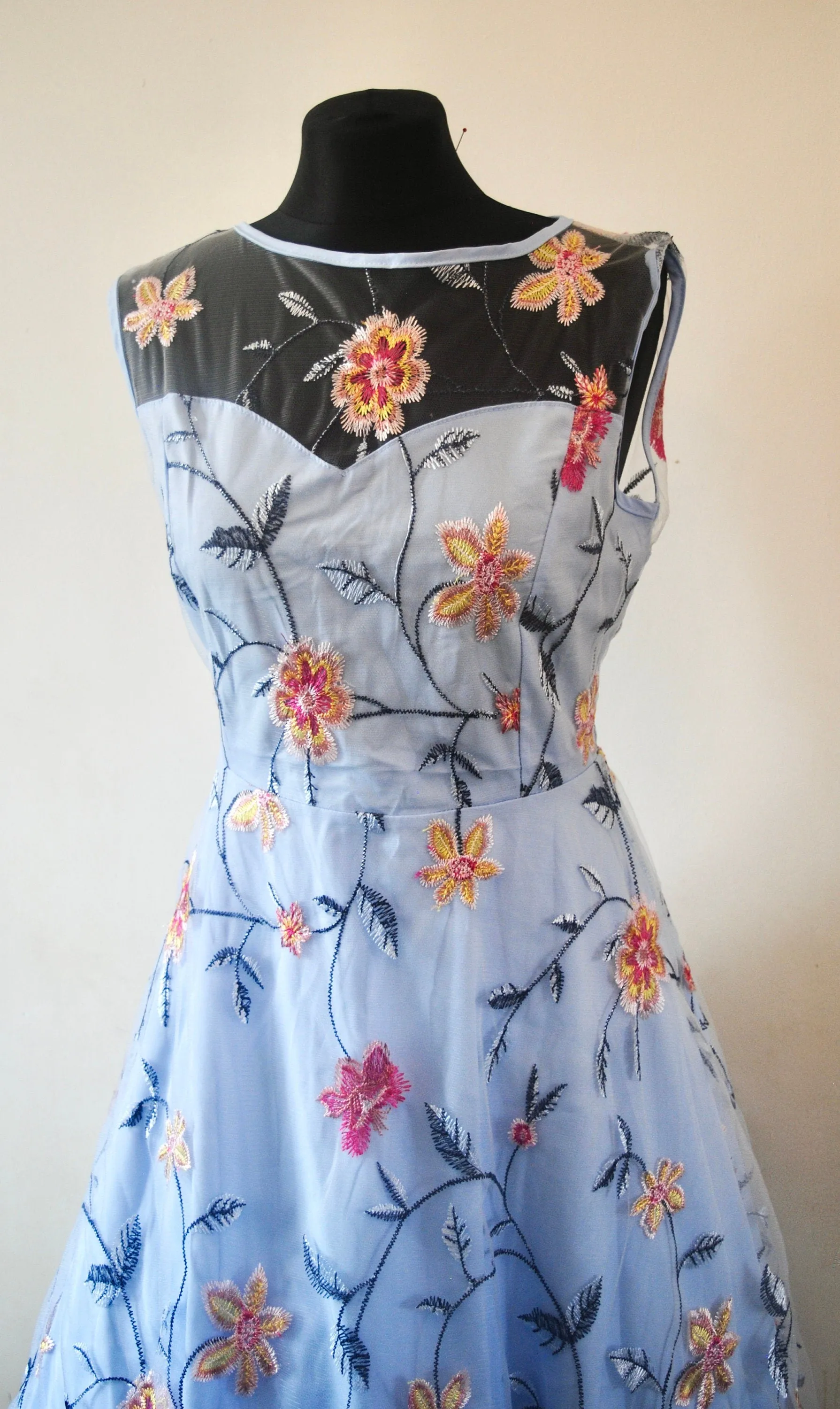 Embroidered Flower Tulle Dress - Other Colours
