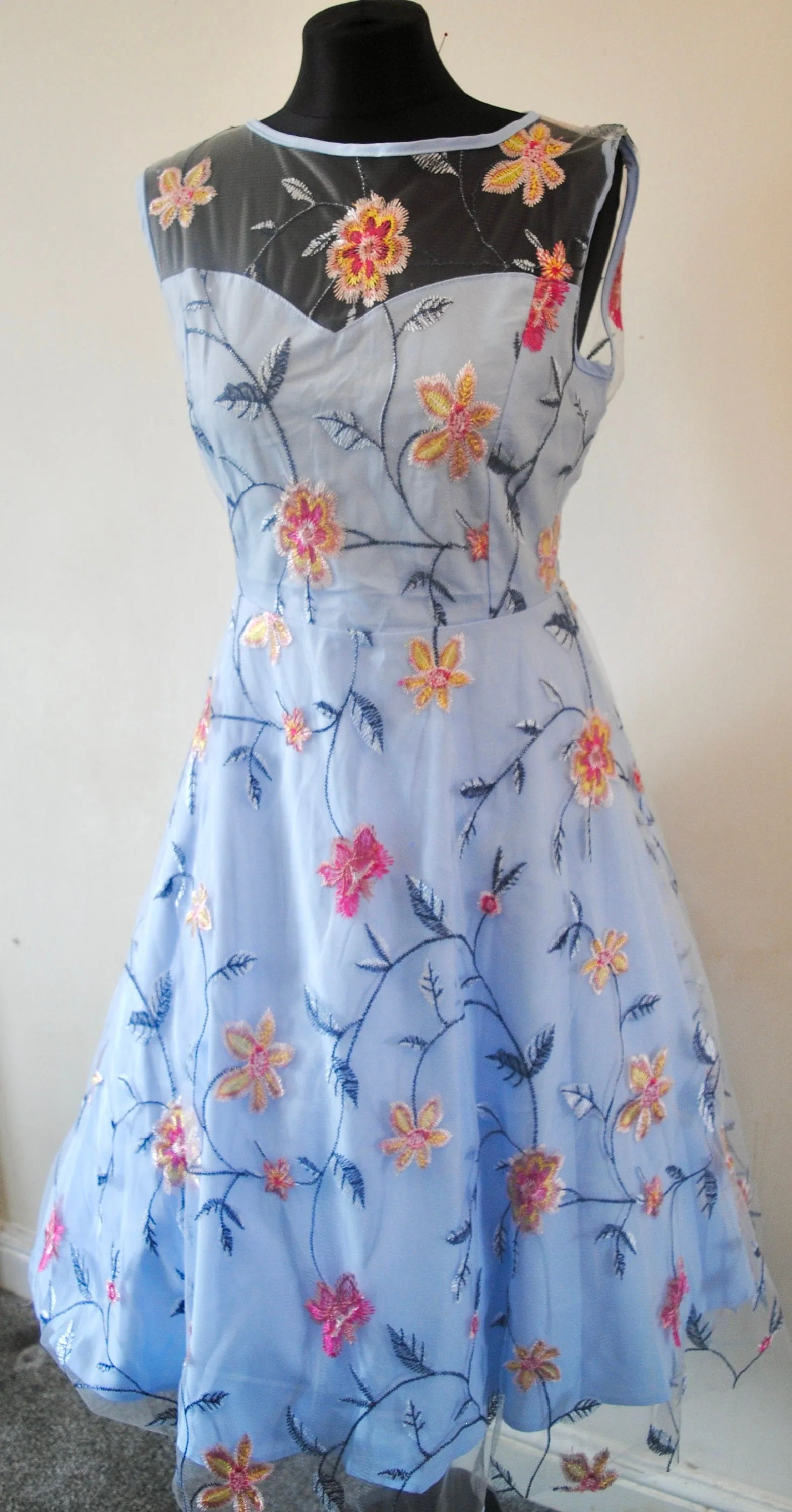 Embroidered Flower Tulle Dress - Other Colours