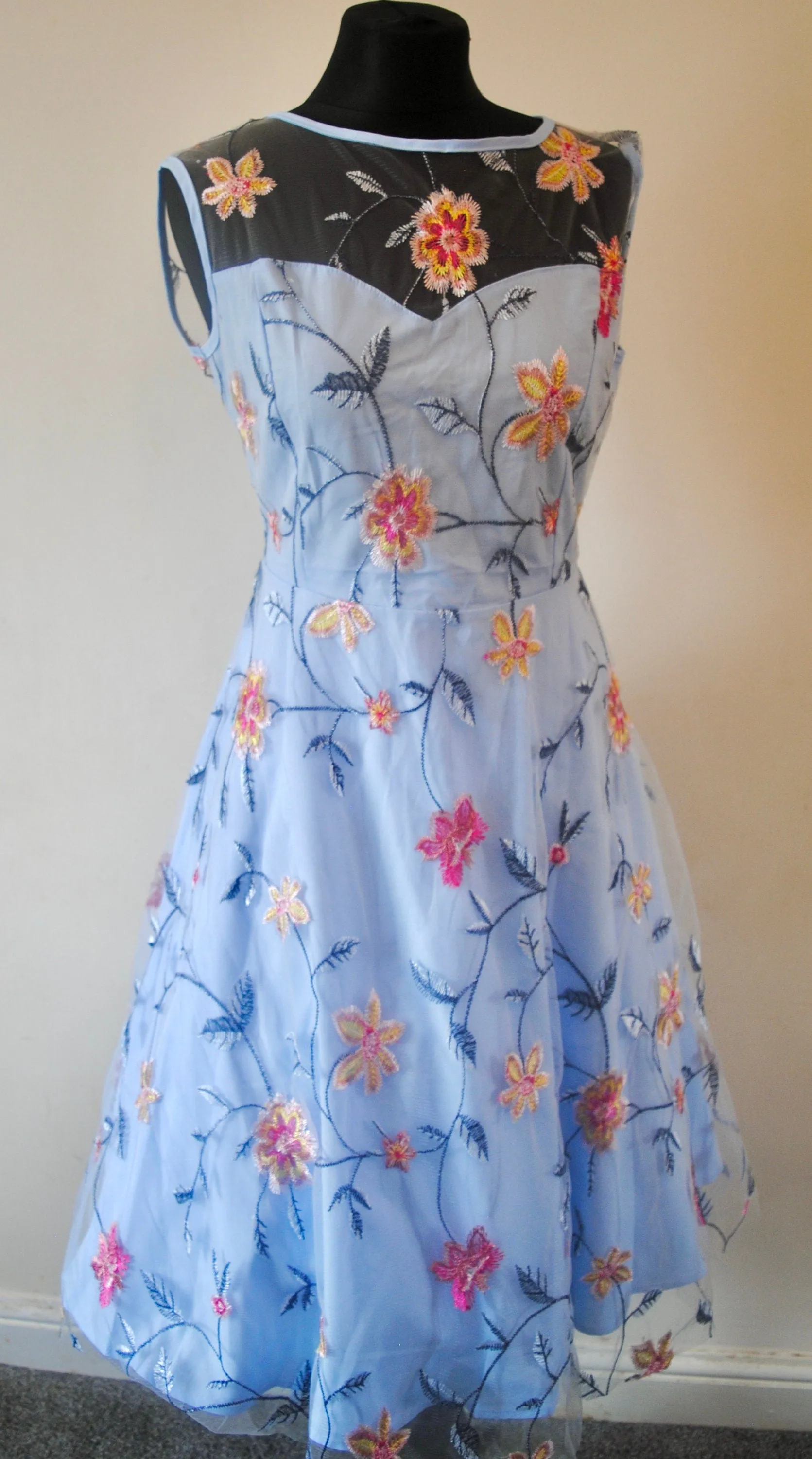 Embroidered Flower Tulle Dress - Other Colours