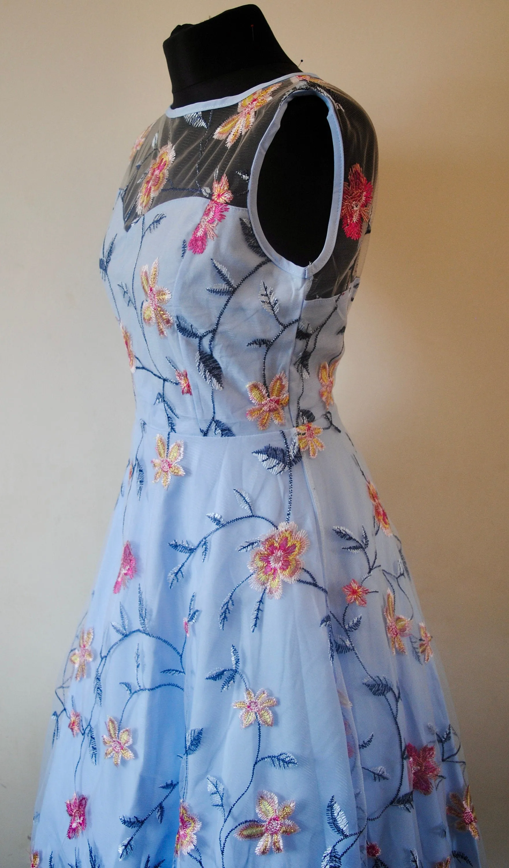 Embroidered Flower Tulle Dress - Other Colours