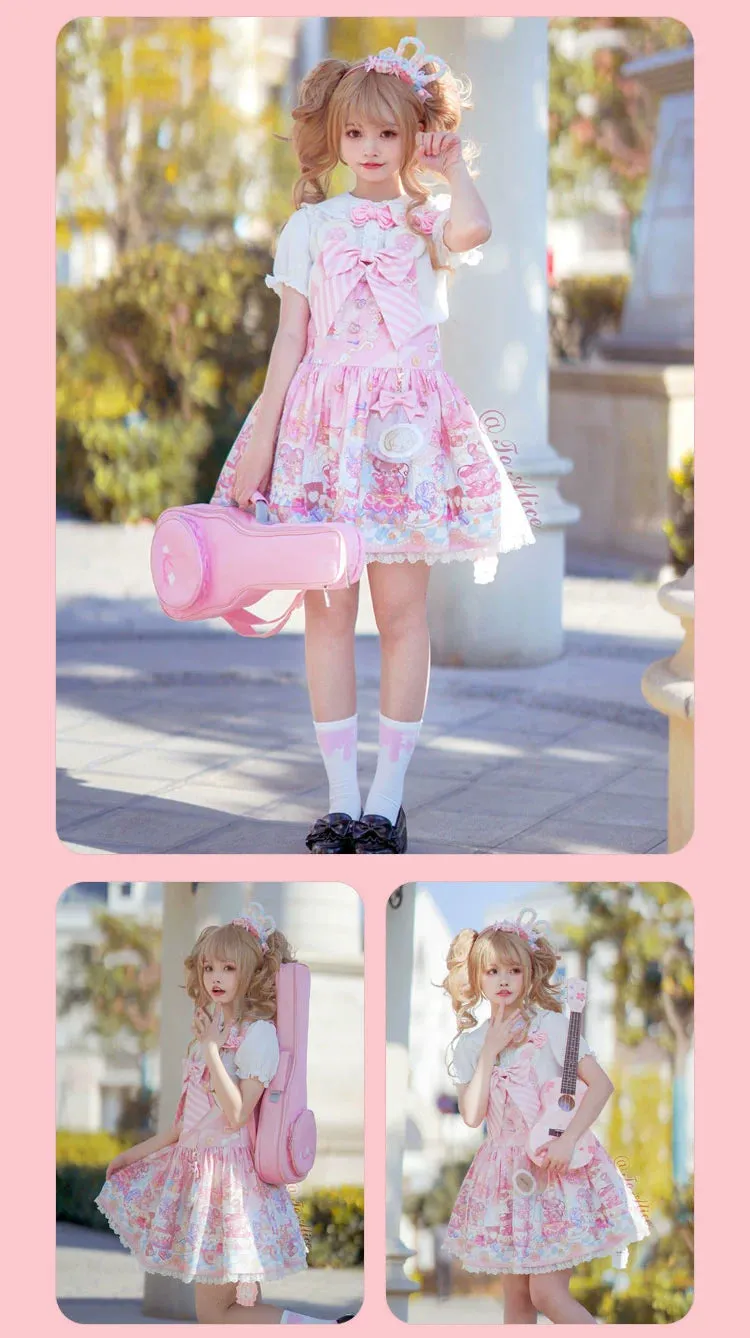 Fairy Kei Pink/ Blue Purple Yellow Coffee Lolita Dress
