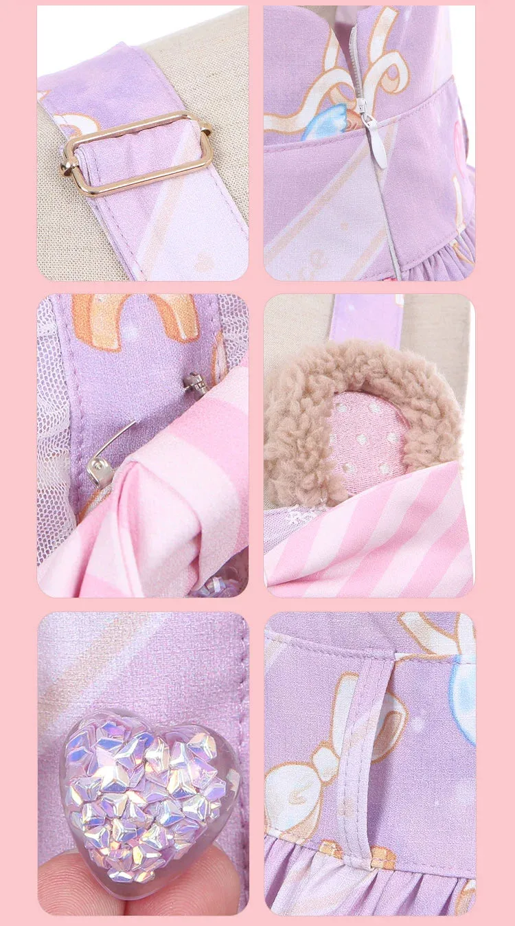 Fairy Kei Pink/ Blue Purple Yellow Coffee Lolita Dress