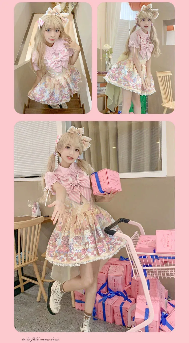 Fairy Kei Pink/ Blue Purple Yellow Coffee Lolita Dress