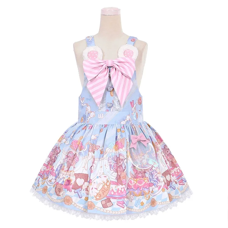 Fairy Kei Pink/ Blue Purple Yellow Coffee Lolita Dress