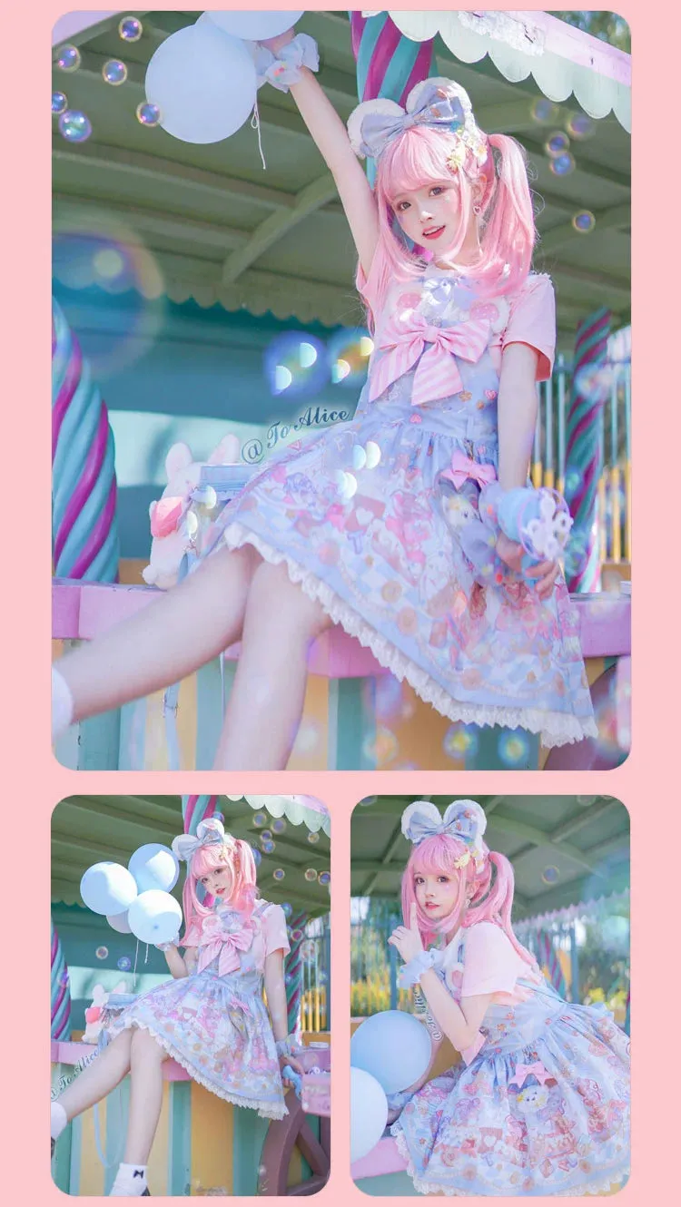 Fairy Kei Pink/ Blue Purple Yellow Coffee Lolita Dress